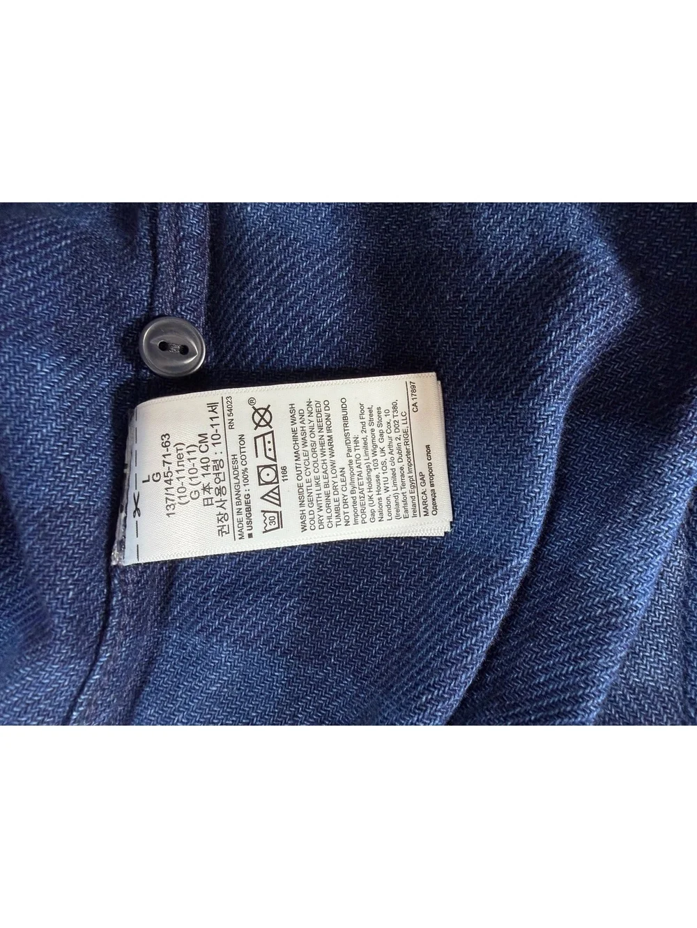 Brand New with Tags (NWT) Gap Kids Indigo Buffalo Check Long-Sleeve Shirt